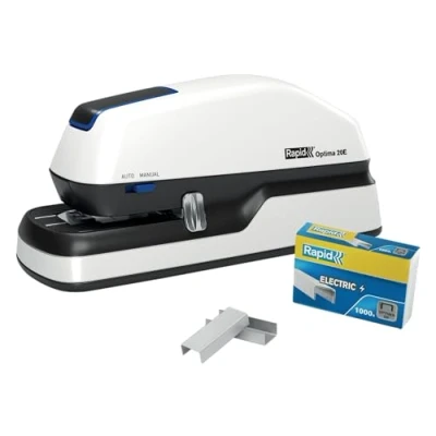 Image de RAPID Optima 20E Agrafeuse de Bureau Automatique, Électrique Sans Contact avec 1000 Agrafes Incluses, Capacité 20 Feuilles (2102351)