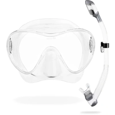 Image de CRESSI F1 Combo Set Clear Masque + Tuba sec Pour la Plongée et le Snorkelling, Transparent, Taille Unique, Unisex