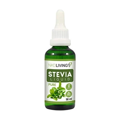 Image de gouttes de liquide Stévia pure 50 ml pure, sans arôme ajouté avec compte en verre