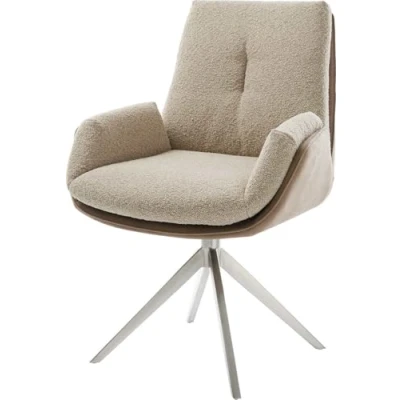 Image de Chaise pivotante Clea Flex microvelours boue pied croisé large acier inoxydable brossé pivotement sur 360 fonction bascule