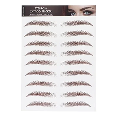 Image de Autocollant de Tatouage Sourcil, Autocollants Transfert Sourcil Imperméables 4D Cheveux comme le Toilettage(MARRON 05)