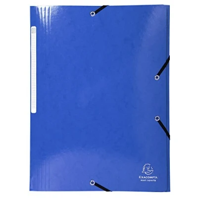 Image de Exacompta Réf. 55832E Carton de 25 chemises à élastiques Iderama pochette 3 rabats Maxi Capacity en carte lustrée pelliculée 425 g/m2 dim 24 x 32 cm pour format A4 couleur bleu foncé