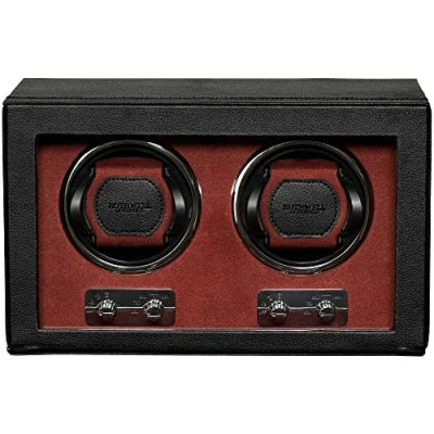 Image de ROTHWELL Double Watch Winder pour Montres Automatiques avec Moteur Silencieux et Multiples Vitesses Réglages de Rotation (Noir/Rouge)