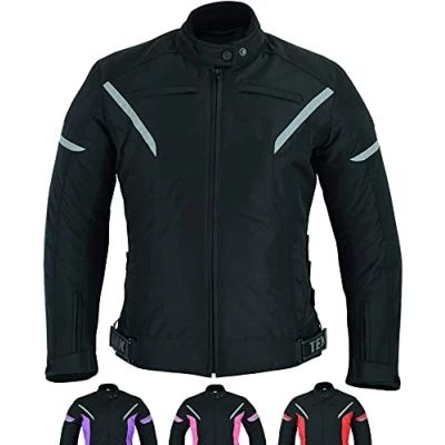 Image de Texpeed Veste moto femme homologué Manteau blouson en cordura textile imperméable pour avec armure de CE (EN 1621 1) Noir 4XL