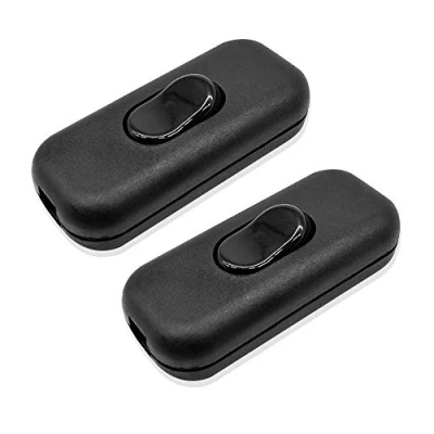 Image de GZGXKJ 2 PCS Noir Inline Interrupteur Cordon Bi polaire En ligne à touche basculante pour petit appareil ou lampe