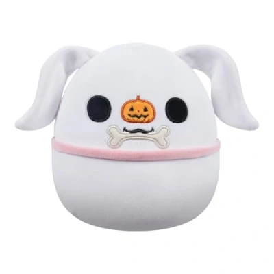 Image de Squishmallows Original Zero The Dog with Bone 20,3 cm L&#039;Étrange Noël de monsieur Jack peluche officielle Jazwares Jouet en doux et spongieux à collectionner Cadeau pour enfants,