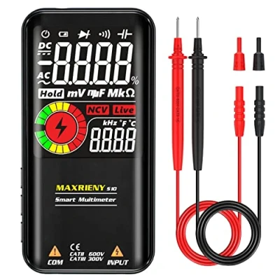 Image de MAXRIENY Multimètre Numérique Intelligent Automatique avec Grand Écran Couleur 9999 Comptes Testeur de Tension Multifonction Capacitance Diode Résistance Continuité Fréquence Cycle Travail NCV
