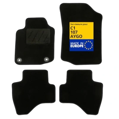 Image de DBS Tapis de Voiture sur Mesure pour C1 / 107 Aygo (2005 à 2014) Sol Automobile Moquette Galaxy 4 pièces