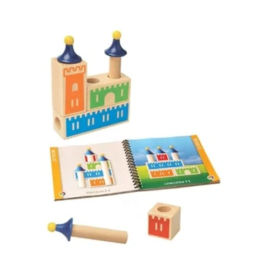 Image de SmartGames Château Logique Jeu de Réflexion en bois Bâtis Tours et Châteaux 48 Défis Différents Niveaux 1 Joueur Pour Enfants à Partir 3 Ans