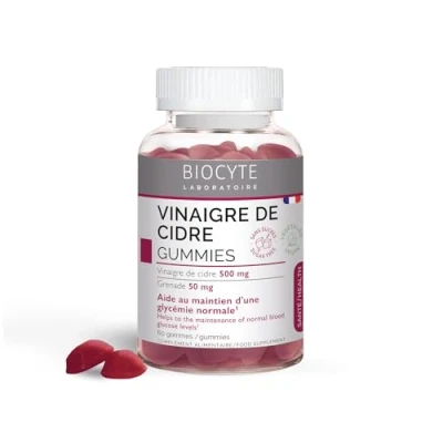 Image de BIOCYTE gummies Vinaigre de Cidre Pomme Complément alimentaire Digestion, Taux Sucre Cidre, Grenade, Chrome, Vitamines B6, B9, B12 Goût 60 30 jours prise