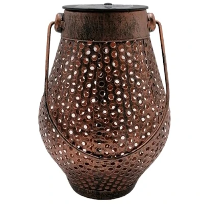 Image de Lanterne solaire décorative vintage effet ombre jeux de lumière DOTY H17cm