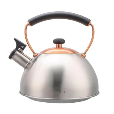 Image de Bouilloire à Induction Théière Sifflet 2,3L Acier Inox. Rétro, Poignée Cool Briebe I Bronze Inox/ 00638