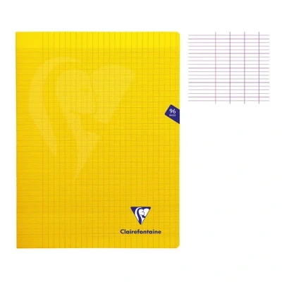 Image de Clairefontaine 343361C Un Cahier Agrafé Mimesys Jaune 24x32 cm 96 Pages Grands Carreaux Papier Blanc 90 g Couverture Polypro