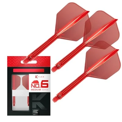Image de Target Darts K Flex Integrated Dart Flight And Shaft, No.6 Rouge (moyen) Pack de 3 fléchettes No 6, 2 en 1 moulé avec précision et tige fléchette Accessoires professionnel