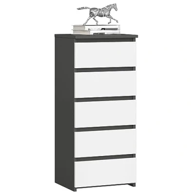 Image de AKORD Commode Tiroirs roulants Fonctionnel Idéal en Set Robuste Design Universel Gris Graphite/Blanc