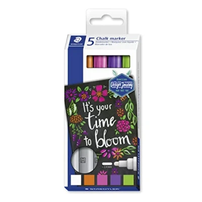 Image de STAEDTLER Lumocolor 344 Etui Carton 4 Marqueurs Craie Liquide Pointe 2.4 mm Assortis Edition Design Journey C5