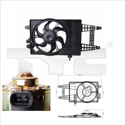 Image de TYC 809 0004 ventilateur Moteur 315 120 avec cadre du de radiateur (encadrement) FIAT: Punto II 3/5 portes, Idea, LANCIA: Ypsilon II, Musa
