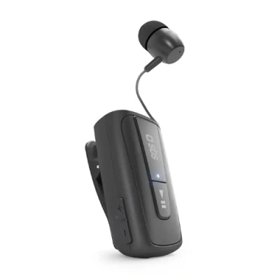 Image de SBS Casque Bluetooth avec Clip et Fil Enroulable, Technologie multipoint pour connecter 2 appareils simultanément, Temps d&#039;appel jusqu&#039;à 7 Heures, Noir