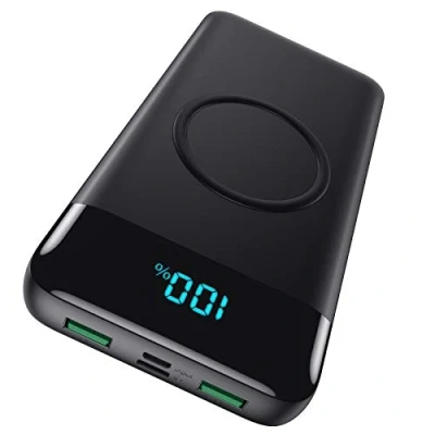 Image de Batterie Externe sans Fil 26800mAh, USB C Power Bank Induction à Charge Rapide 25W PD3.0+QC4.0 Chargeur Portable Wireless avec 4 Sorties, écran LCD pour iPhone Samsung Huawei etc.