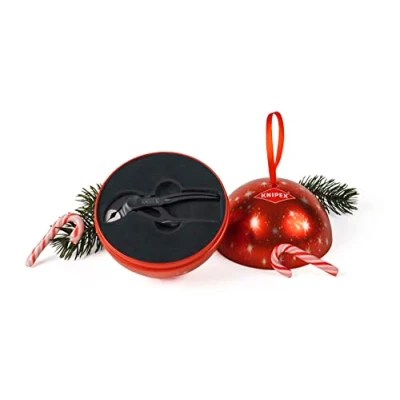 Image de Idée de cadeau originale : pince multiprise miniature KNIPEX Cobra® XS dans une boule Noël festive (87 00 100 XMAS)