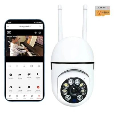 Image de JCHENG Caméra de Surveillance PTZ pour bébé 4 MP HD, Vision Nocturne, à Distance, Suivi Mouvement, Audio bidirectionnel, Compatible Alexa/Google sécurité intérieure