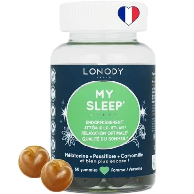 Image de Gummies Sommeil, Melatonine 1,9 mg, Complement Alimentaire pour Dormir, Endormissement Rapide, Relaxation, Tryptophane, Plantes, Formule Complète Fruitée, Sans Sucres, Made in France 1 mois