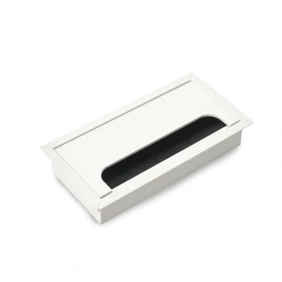 Image de Emuca Passe câbles de table, rectangulaire, 160x80mm, à encastrer, Aluminium, Peint en blanc