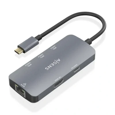 Image de AISENS ASUC 6P019 GR station d&#039;accueil Avec fil USB 3.2 Gen 1 (3.1 1) Type C Gris Neuf