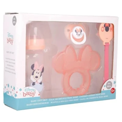 Image de LOT DE 4 PIÈCES (FLACON 240 ML, TÉTINE ANATOMIQUE, SUPPORT DENTITION ET PORTE MANNEQUIN) MINNIE INDIGO DREAMS