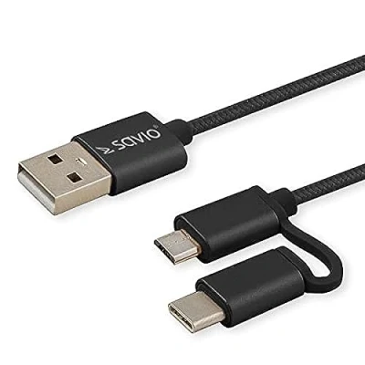 Image de Savio CL 128 câble USB 2.0 1 m A C/Micro Noir Neuf