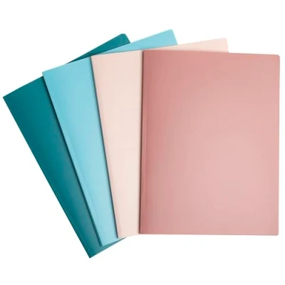 Image de Exacompta Réf. 86370E Paquet de 4 Protège documents Skandi 30 pochettes grainées 60 vues pour A4 dim 24 x 32 cm couverture semi rigide en polypro recyclé couleurs assorties