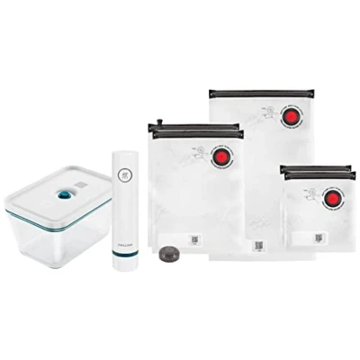 Image de ZWILLING Kit de démarrage Mise sous Vide Fresh &amp; Save, en Verre, 7 unités, La Mer, Argent