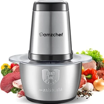 Image de AMZCHEF extracteur de jus à goulotte large 80 mm 150W fruits et légumes haute nutrition mastication lente avec 2 modes vitesse fonction Reverse Grau