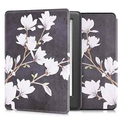 Image de kwmobile Étui Compatible avec Kobo Glo HD/Touch 2.0 Coque à Rabat magnétique Tablette eReader Similicuir Taupe Blanc Gris foncé
