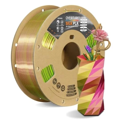 Image de OVERTURE Filament Soie PLA Double Couleur 1,75 mm pour imprimante 3D, 1 kg bobine (2,2 lbs), Précision Dimensionnelle +/ 0,02 3D Printer (Soie Vert Magenta)