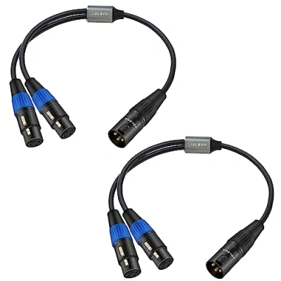 Image de JOLGOO XLR Splitterkabel, Dual Buchse auf Stecker, Y Splitter Mikrofonkabel, 2 1 Stecker Kabel, 0,5 m, Stück