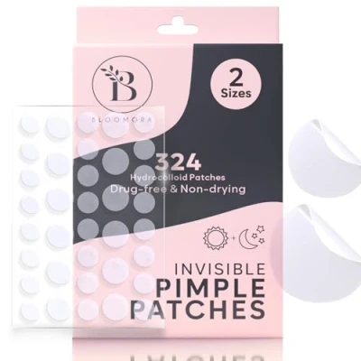 Image de BLOOMORA Patch pour Bouton d&#039;Acne Invisible le Visage (324 Pièces), Traitement de l’Acné Visage, Pimple Hydrocolloïde, Patches Anti (Taille S/L)
