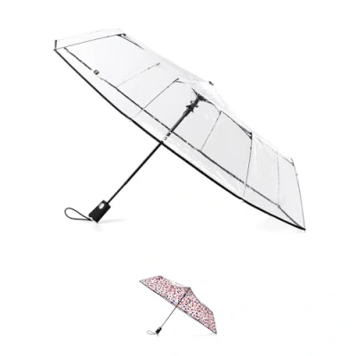 Image de Totes Parapluie pliable à ouverture automatique Transparent, Noir, Taille unique, ultra transparent