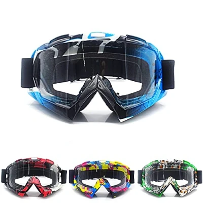 Image de APEBAZY lunettes de moto tout terrain anti UV, ski coupe vent pour cruiser, scooter, motocross, course d&#039;équitation, bleu