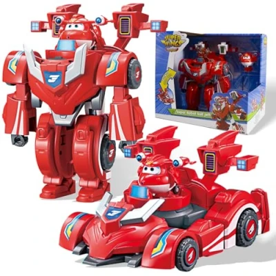 Image de Super Wings Robot Suit Jett, Figurine Transformable de 18 cm Environ, Costume 2 en 1 et Voiture, Jouet Enfant 3 4 5 6 7 8 9 10 Ans Garcon Fille