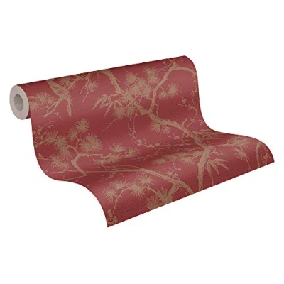 Image de Papier peint Fleuri Metropolitan Stories 2 A.S. Création Mio Tokio intissé 10.05 m x 0.53 Métallisé Rouge Fabriqué en Allemagne 378671 37867 1