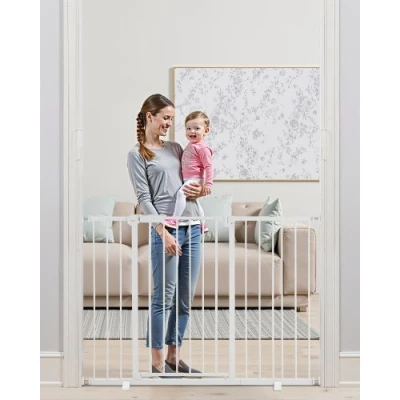 Image de VEVOR Barrière de Sécurité Extensible Largeur 65 121,9 cm Hauteur 91,4 cm, d&#039;Escalier Réglable, Clôtures pour Chiens Animaux Compagnie, Ouverture à Une Main, Couloir Porte, Blanc
