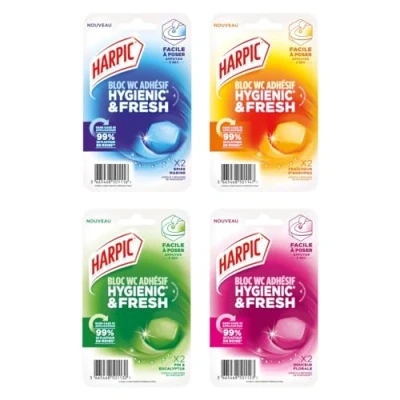 Image de Harpic Lot découverte bloc WC adhésif Hygienic &amp; Fresh, 4x2 blocs