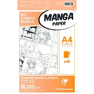 Image de Clairefontaine 94044C Étui Manga et Multi techniques 40 Feuilles Papier Dessin Blanc Extra Lisse A4 21x29,7 cm 200g Uni Idéal pour le au Feutre à Alcool