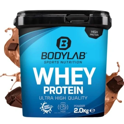 Image de Bodylab24 Whey Protein Powder Chocolat 2kg, pour des muscles plus forts, protéine de lactosérum peut favoriser la construction musculaire, avec 80% protéines, sans aspartame