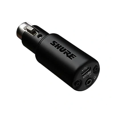 Image de Interface numérique Shure MVX2U XLR to USB avec prise casque, préampli intégré contrôle de gain 60 dB, monitoring sans latence, alimentation fantôme 48V, application ShurePlus Desktop
