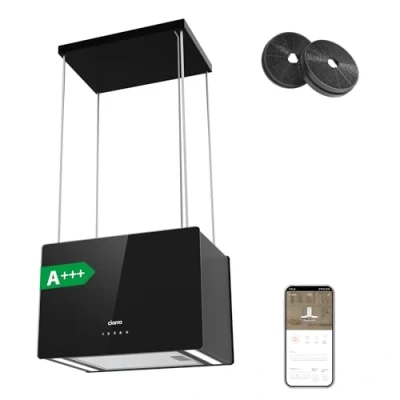Image de Ciarra Hotte îlot Centrale A+++ 700m 3/ h 48cm Aspirante 4 Vitesses WiFi&amp;APP Filtre à Charbon Inclus 2 Niveaux de Luminosité LED Suspendue Recyclage CBCB4850