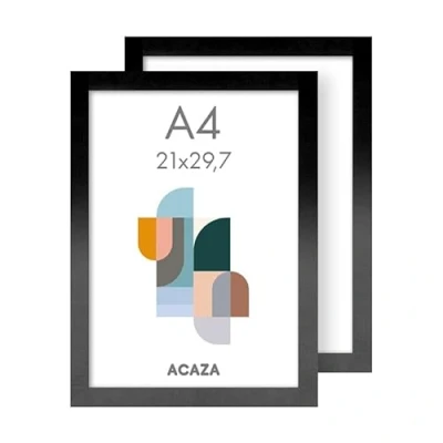 Image de ACAZA Lot de 2 Cadres Photo, Format A4, en Bois MDF, Noir