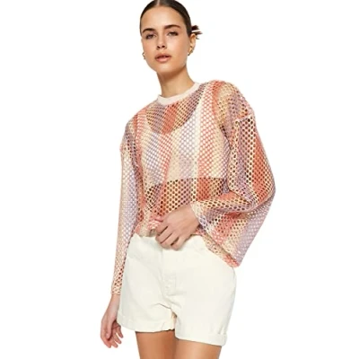 Image de Trendyol Pull en Tricot Basique à col Rond pour Femme Sweater, Rock