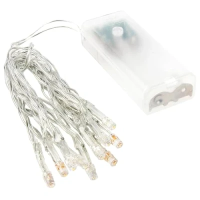 Image de Guirlande lumineuse LED blanc chaud 10 ampoules de 5 mm diamètre placées à 15 cm d’intervalle, avec minuteur